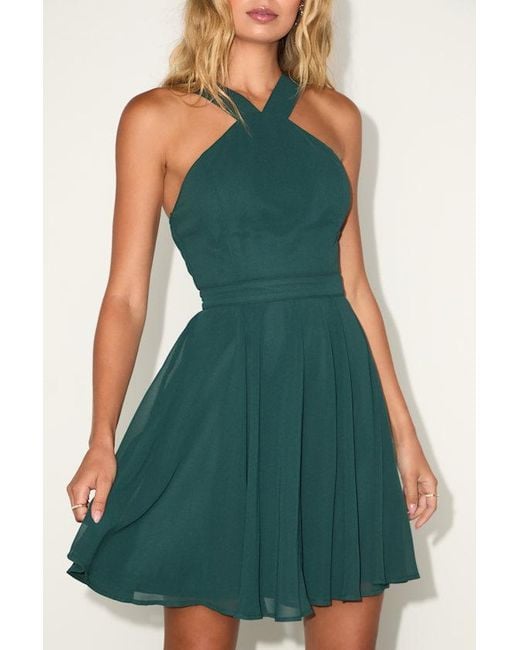 Lulus Green Forevermore Skater Dress