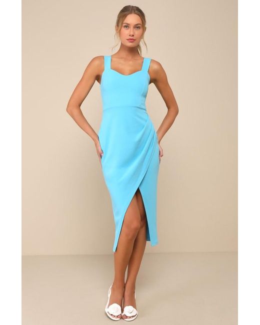 Lulus Blue Always Beautiful Sleeveless Tulip Midi Dress