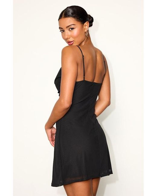 Lulus Black Maddox Mesh Lace Cowl Neck Mini Dress