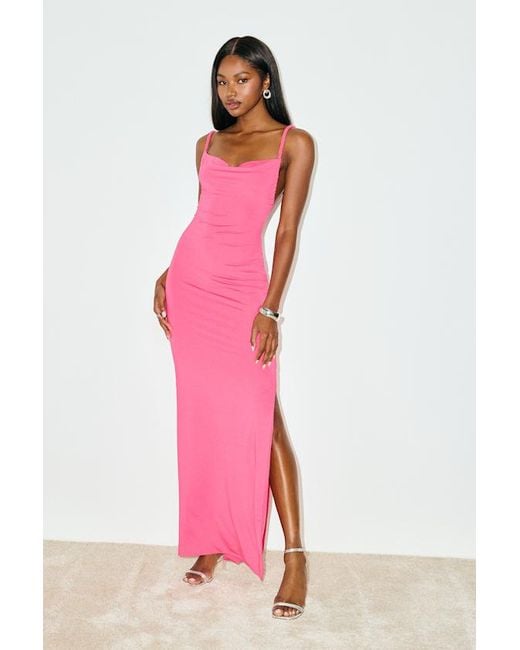 Lulus Red Dynasty Slinky Knit Backless Maxi Dress