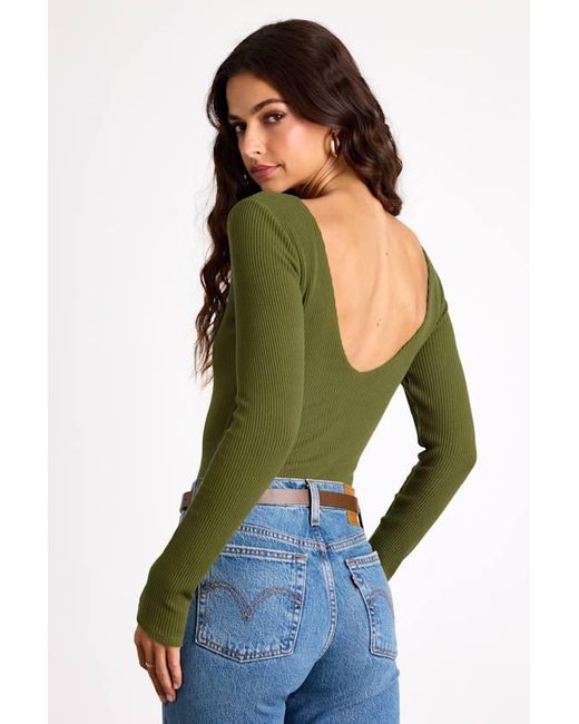 Lulus Green Easygoing Chic Long Sleeve Bodysuit