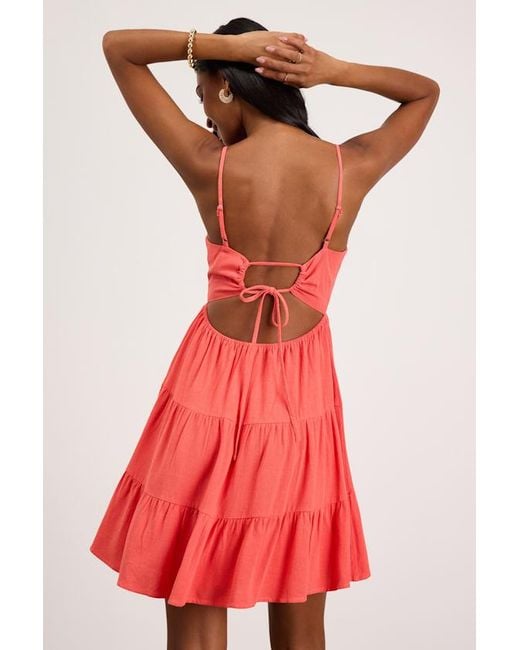 Lulus Make A Day Of It Cutout Tiered Mini Dress
