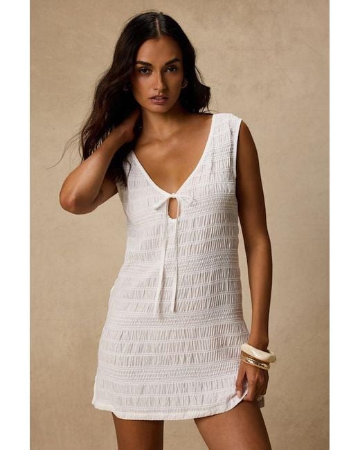Rhythm Natural Sandy Cove Smocked Mini Dress