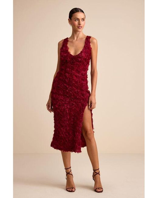 Lulus Red Aniston Rosette Sleeveless Midi Dress