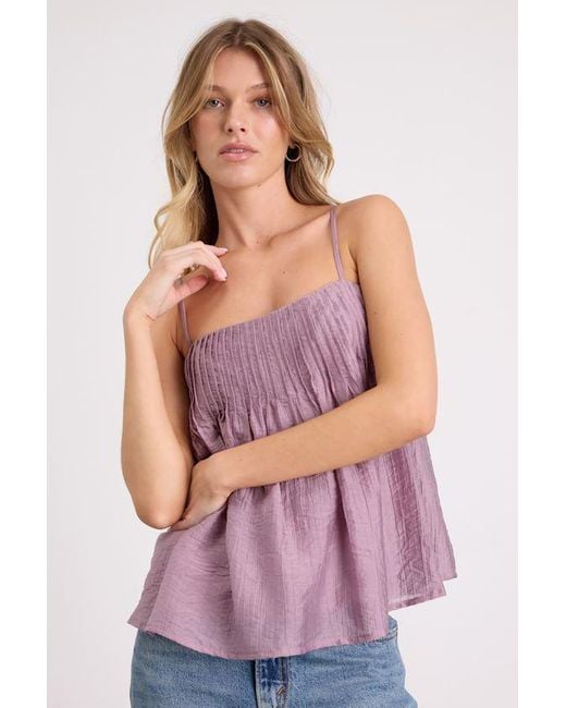 Lulus Purple Lecky Pleated Babydoll Tank Top