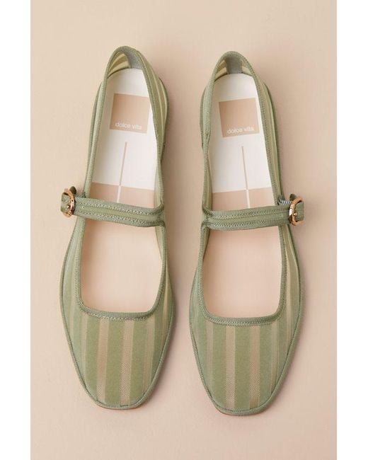 Dolce Vita Natural Tameka Jade Mesh Striped Buckle Ballet Flats