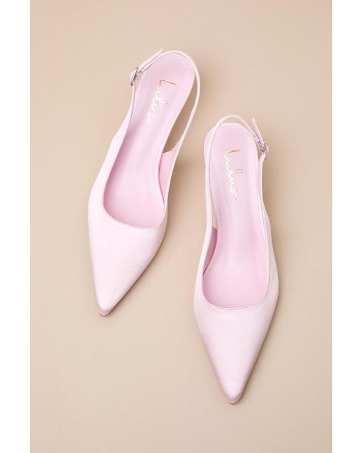 Lulus Pink Agnesca Baby Satin Slingback Kitten Heel Pumps