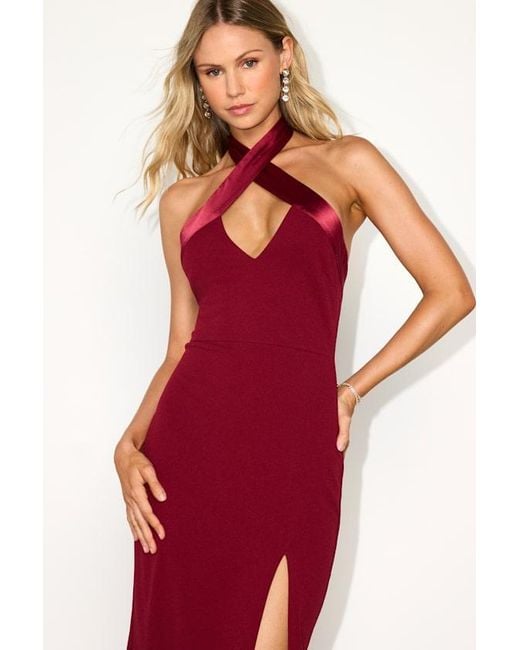Lulus Red Rossie Cross-Front Halter Midi Dress