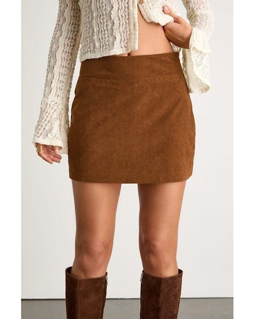 Lulus Brown Idalie Corduroy High-Rise Mini Skirt