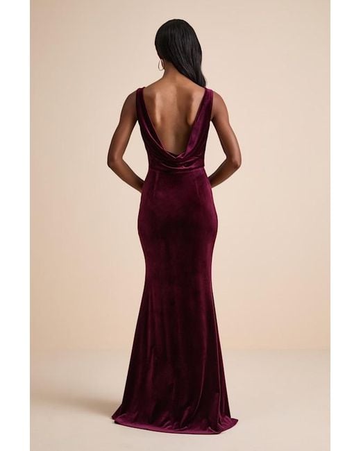 Lulus Red Ravishing Poise Velvet Cowl Back Sleeveless Maxi Dress