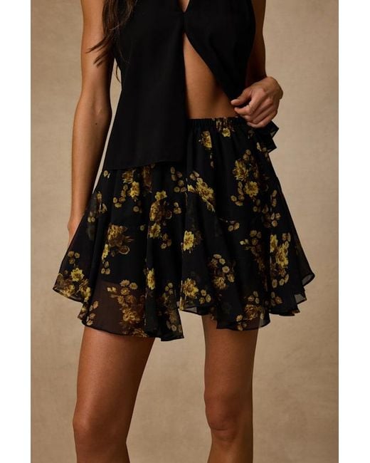 Lulus Black Rylan Floral Skater Mini Skirt
