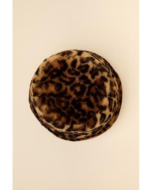 Lulus Natural Omoka Leopard Faux Fur Cloche Hat