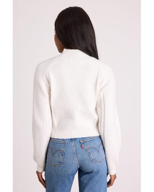 Lulus White Priya Cutout Mock Neck Cropped Sweater
