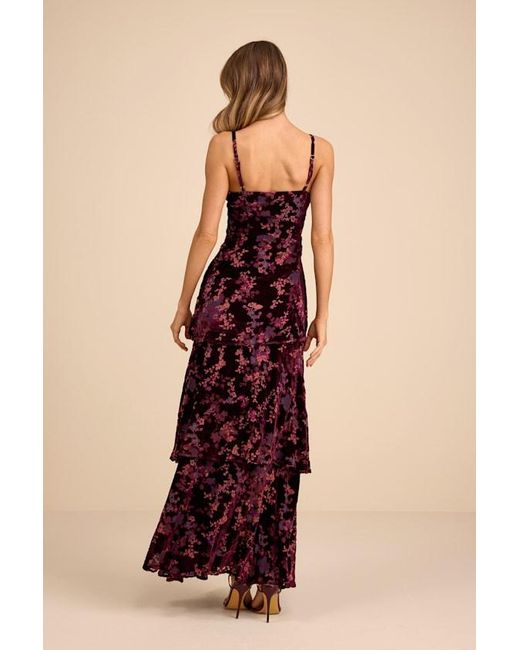Lulus Blue I Love You Amore Floral Velvet Tiered Maxi Dress