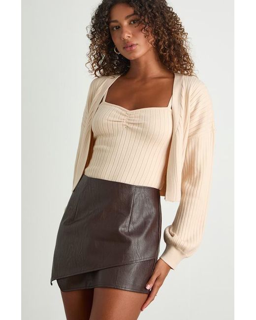 Lulus Brown Edgy Vibes Dark Vegan Leather Skort
