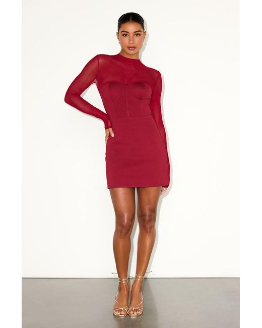 Lulus Red Cosmala Bustier Long Sleeve Mini Dress