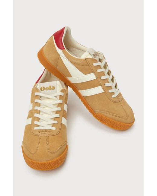 Gola Brown Elan Caramel Color Block Suede Leather Sneakers