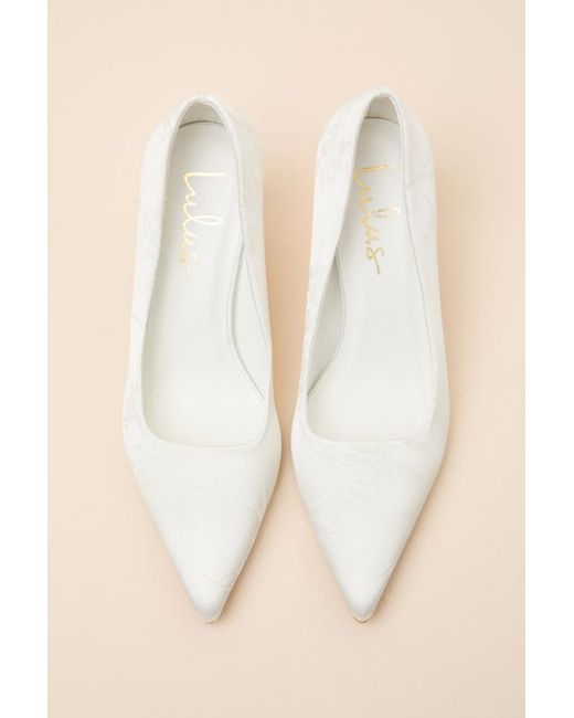 Lulus Natural Salone Satin Jacquard Pointed-Toe Pumps