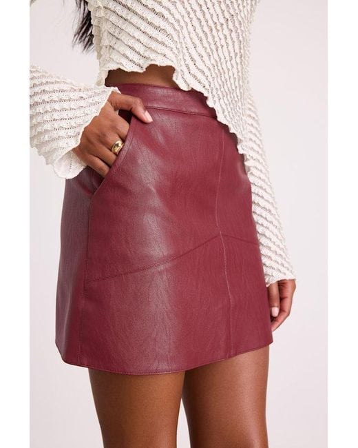 Lulus Red Harley Vegan Leather Mini Skirt