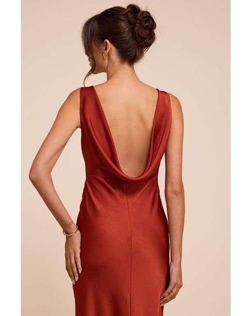 Lulus Red Hatley Satin Cowl Back Maxi Dress