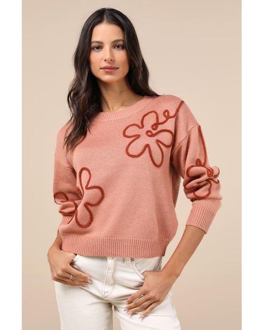 Lulus Composed Cutie Dusty Floral Applique Pullover Sweater in Pink Lyst UK