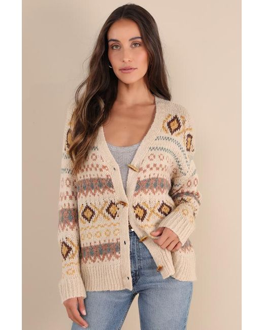 Lulus Natural Timelessly Cozy Multi Oversized Cardigan Sweater