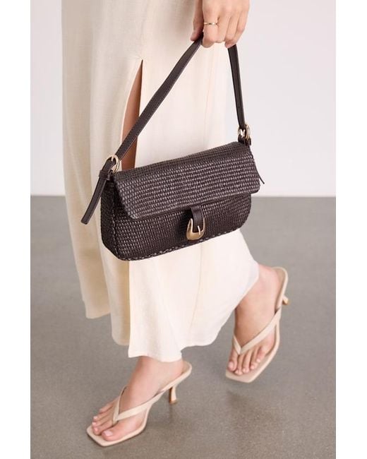 Lulus Brown Faleen Chocolate Woven Raffia Shoulder Bag