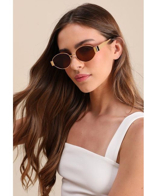 Lulus Black Trendsetting Take Oval Sunglasses