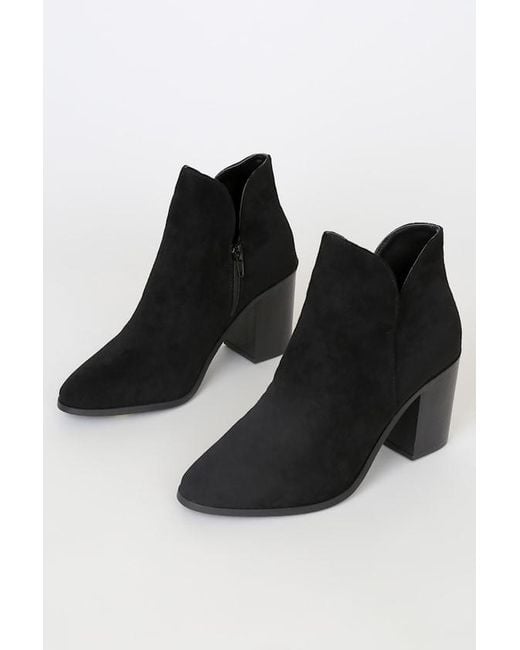 Lulus Black Martella Suede Ankle Booties