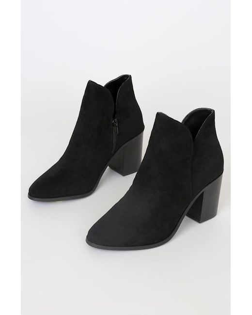 Lulus Black Martella Suede Ankle Booties