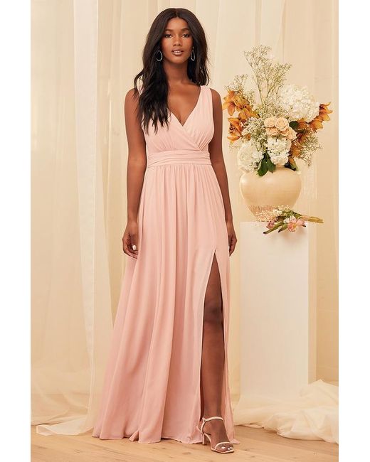 Lulus Natural Thoughts Of Hue Blush Surplice Maxi Dress