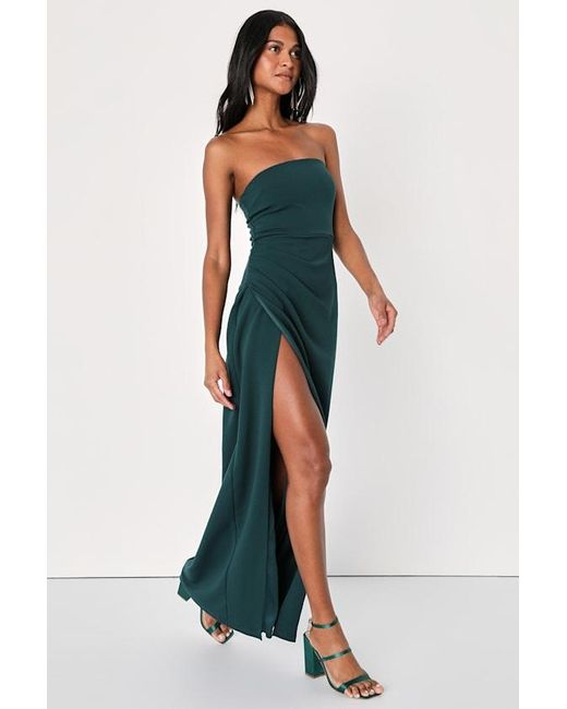 Lulus Blue Foxy Strapless Maxi Dress