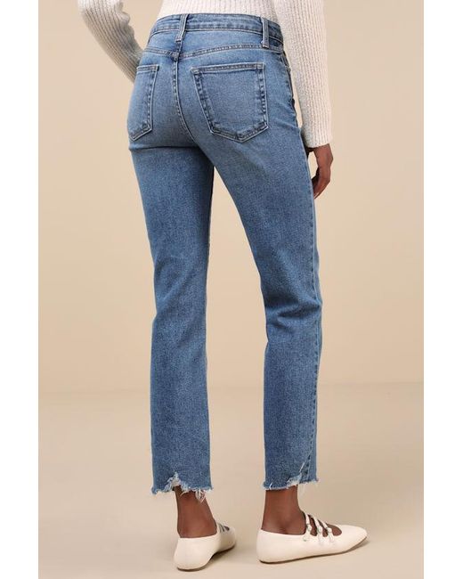 Just Black Blue Roaming Wild Medium Wash High-Waisted Straight-Leg Jeans