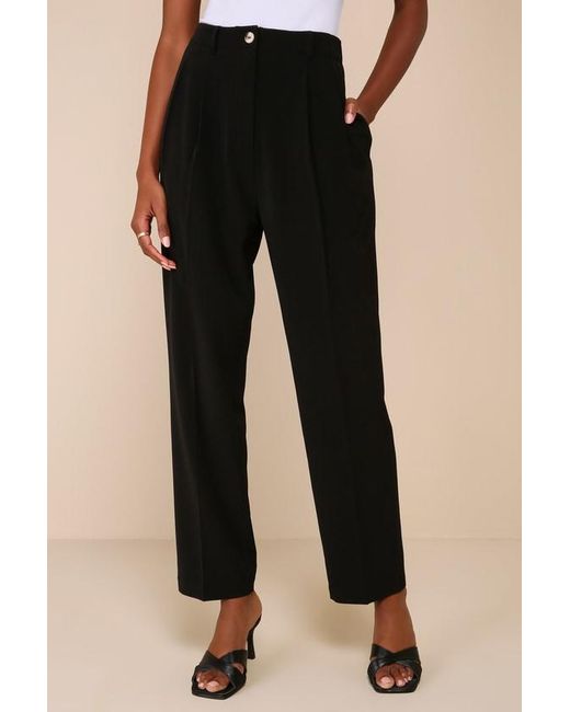 Lulus Brown Sophisticated Company Straight Leg Trouser Pants