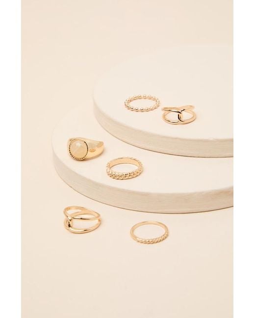 Lulus Brown Sutton Six-Piece Ring Set
