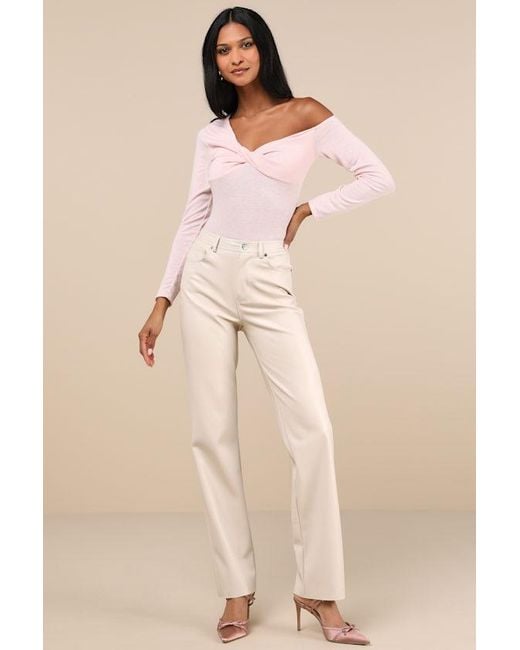 Lulus Natural Adorable Simplicity One-Shoulder Sweater Top
