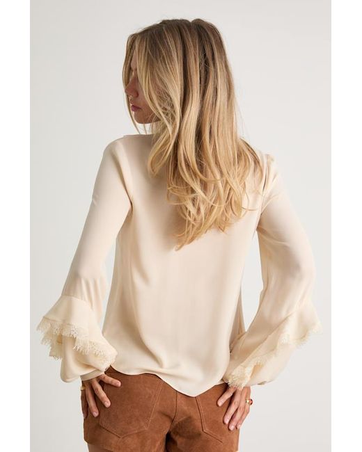 Lulus Natural Jess Cream Ruffled Lace Long Sleeve Top