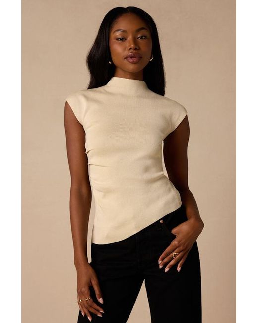 Lulus Black Terry Light Mock Neck Asymmetrical Sweater Top