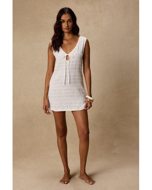 Rhythm Natural Sandy Cove Smocked Mini Dress