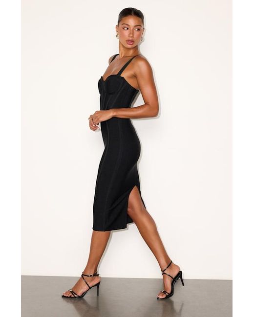 Lulus Black Althea Bandage Knit Bodycon Midi Dress