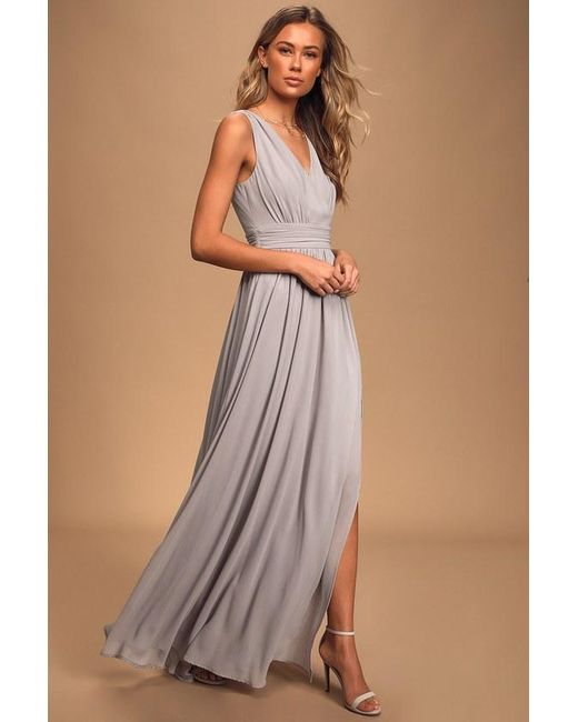 Lulus Brown Thoughts Of Hue Light Surplice Maxi Dress