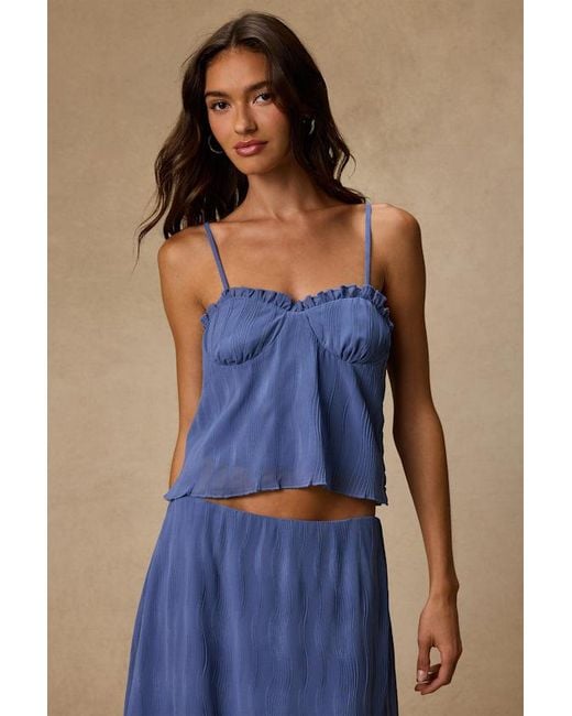 Lulus Blue Paola Textured Ruffled Cami