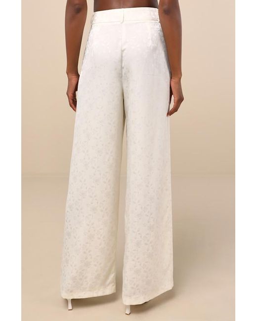 Lulus Natural Karee Satin High-Rise Trousers
