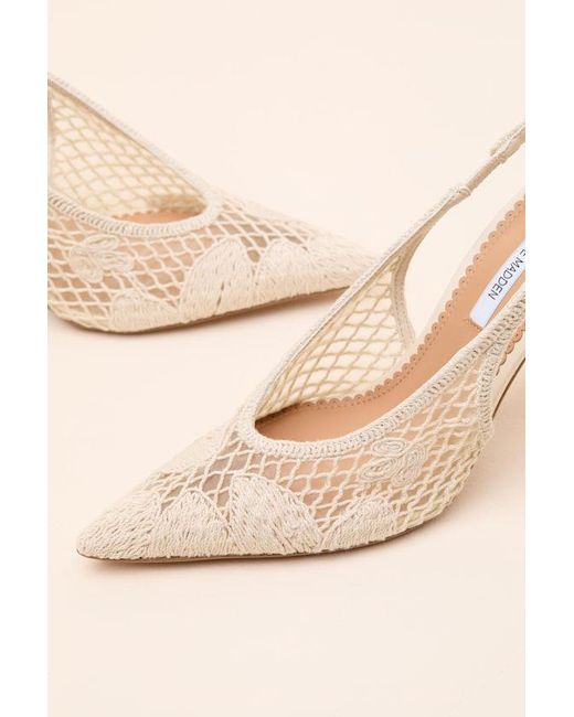 Steve Madden Andromeda Natural Crochet Pointed-Toe Slingback Pumps