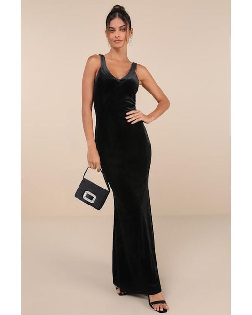 Lulus Black Perfectly Classy Velvet Strappy Maxi Dress
