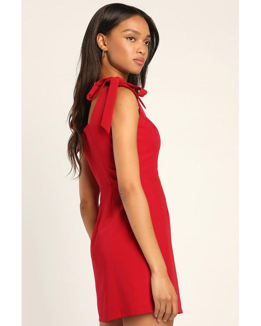 Lulus Red Your Sweetie Wine Tie-Strap Mini Dress