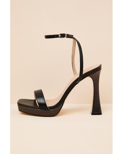 Lulus Black Linda Platform Ankle Strap High Heel Sandals