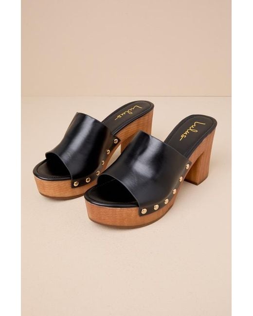 Lulus Black Jaylani Platform Mule Sandals