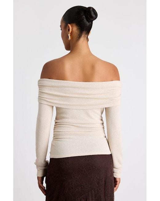 Lulus White Coveted Favorite Cream Textured Off-The-Shoulder Top