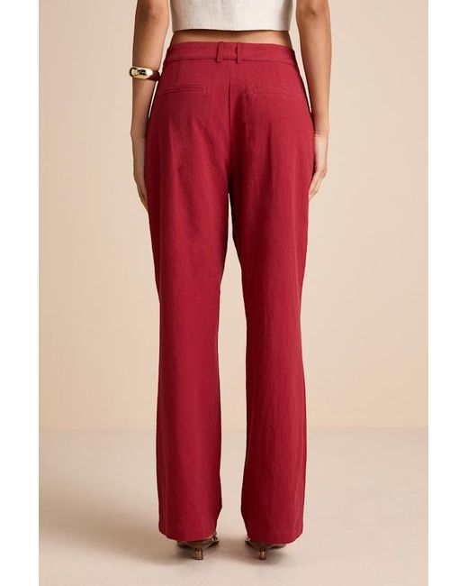 4th & Reckless Red Vivian Mid-Rise Straight Leg Trouser Pants